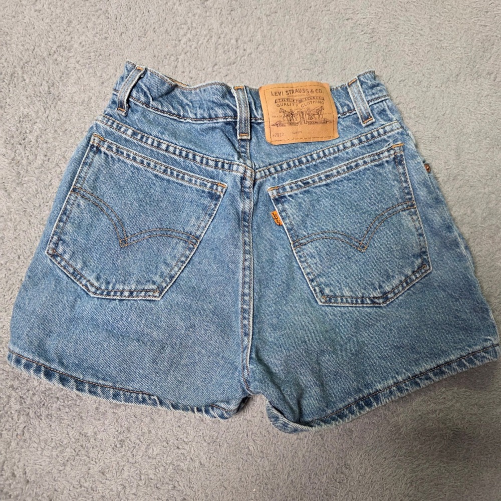 Levi's Girls 11 Denim Shorts Blue 912 Slim Fit Orange Tab Vintage High Rise